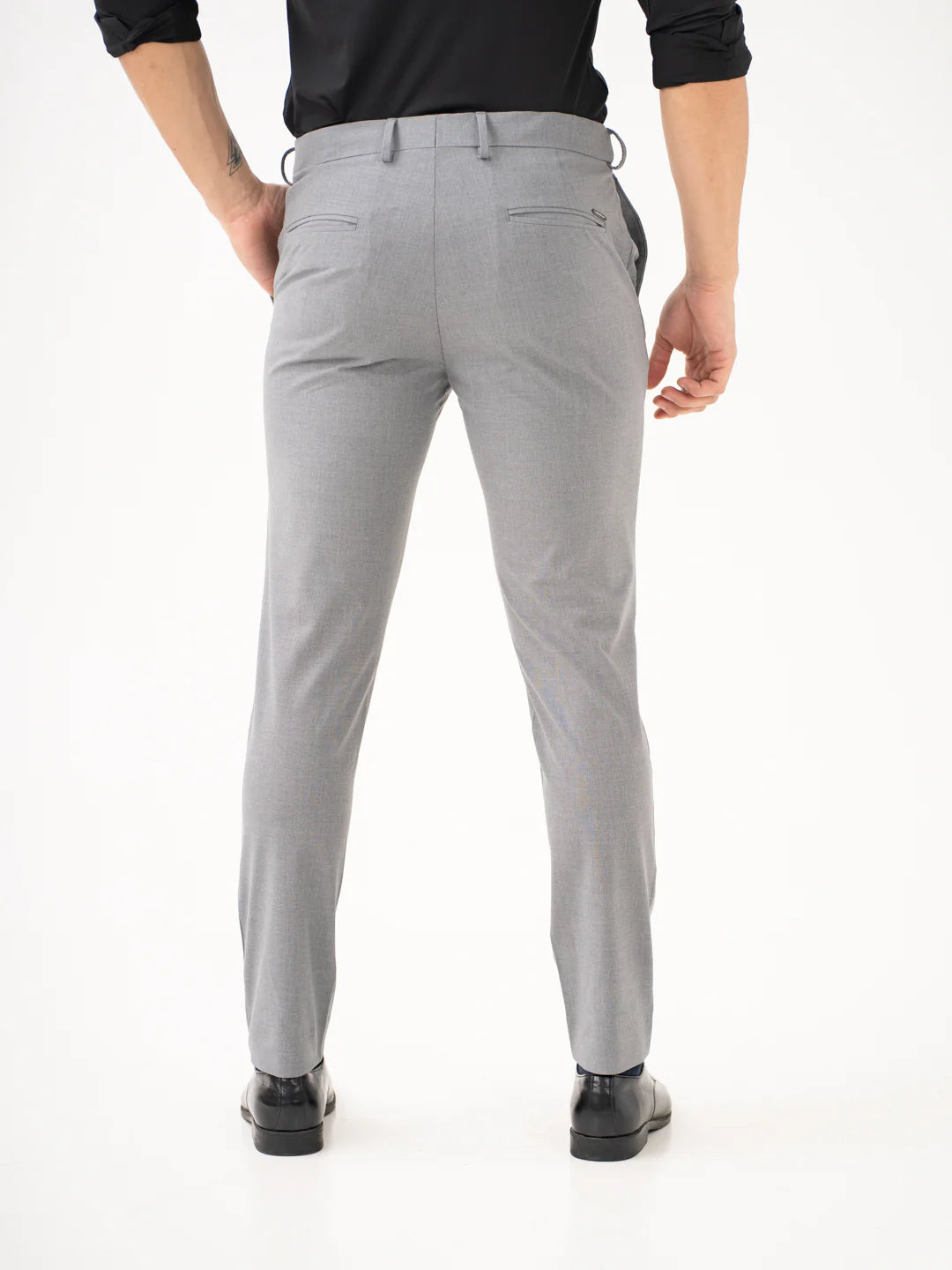 Effortless Grey Slim Fit Stretch Formal Pants