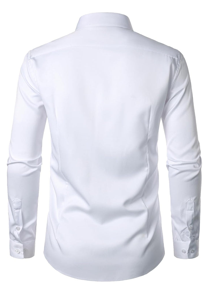 JEMITOP Men's Stretch Wrinkle Free Dress Shirts & Pant Set Formal Wedding Prom Long Sleeve Slim Fit Button Down Shirt, Pant