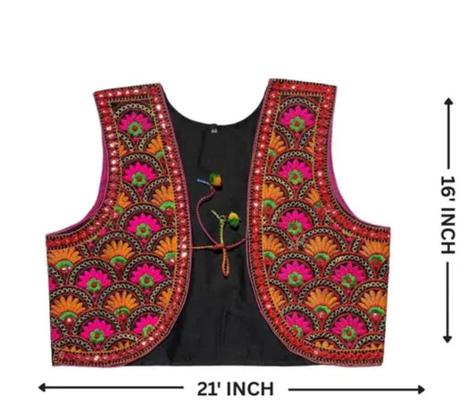 Classic Gujarati Embroidered Mirror Work Koti – Women’s Garba & Festival Jacket