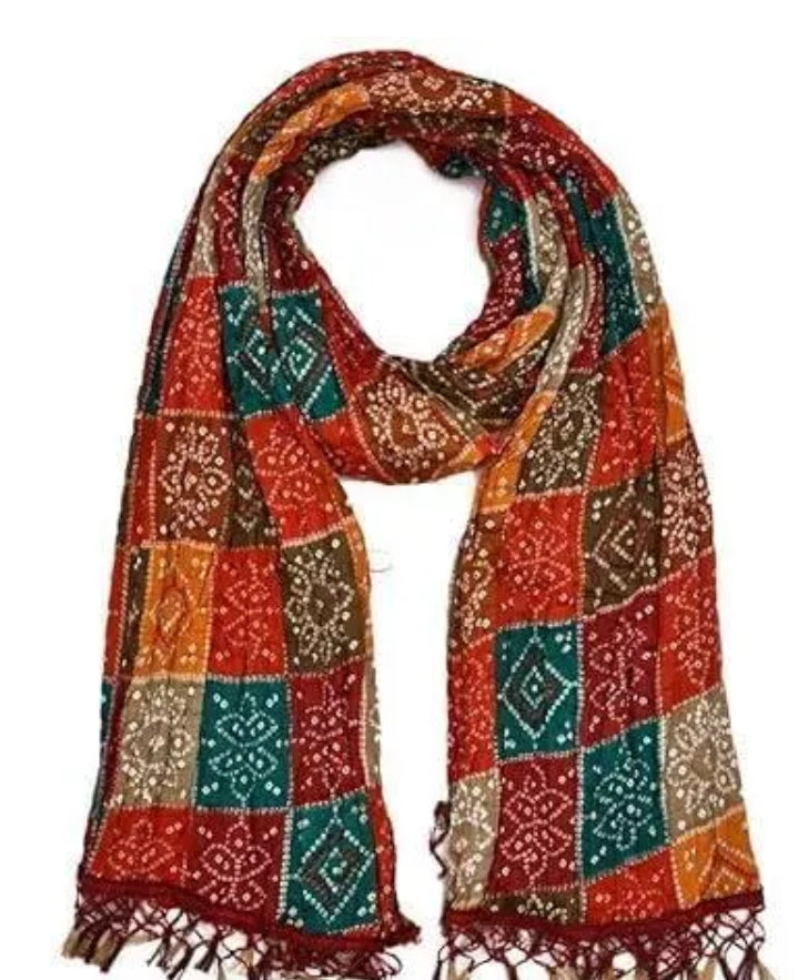 Bandhani and Patola Print Dupatta - Rajasthani Traditional Silk bandhej Dupatta Traditional Art Silk Dupattas for Women (Multicolor)