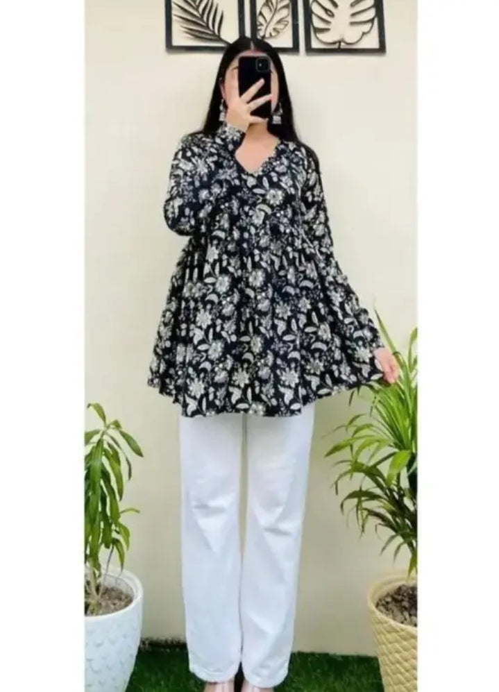 Black printed Top