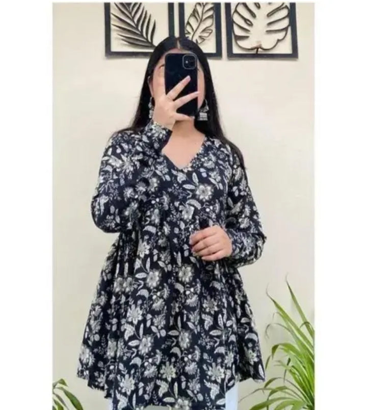 Black printed Top