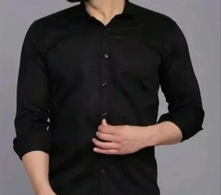 Men Regular Fit Solid Plain Black Shirt & Formal Pant, Non Stretchable Trouser