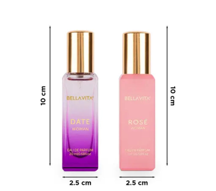 Bella Vita Luxury DATE Woman + ROSE Woman Perfume Combo for Women 40 ML (Pack of 2 Items 20ML Each)