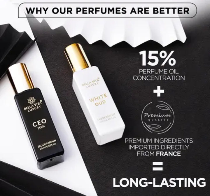 Bella Vita Luxury CEO Man 20 ml + White Oud Unisex 20 ml Perfume Gift Combo Pack for Men and Women (Pack of 2)