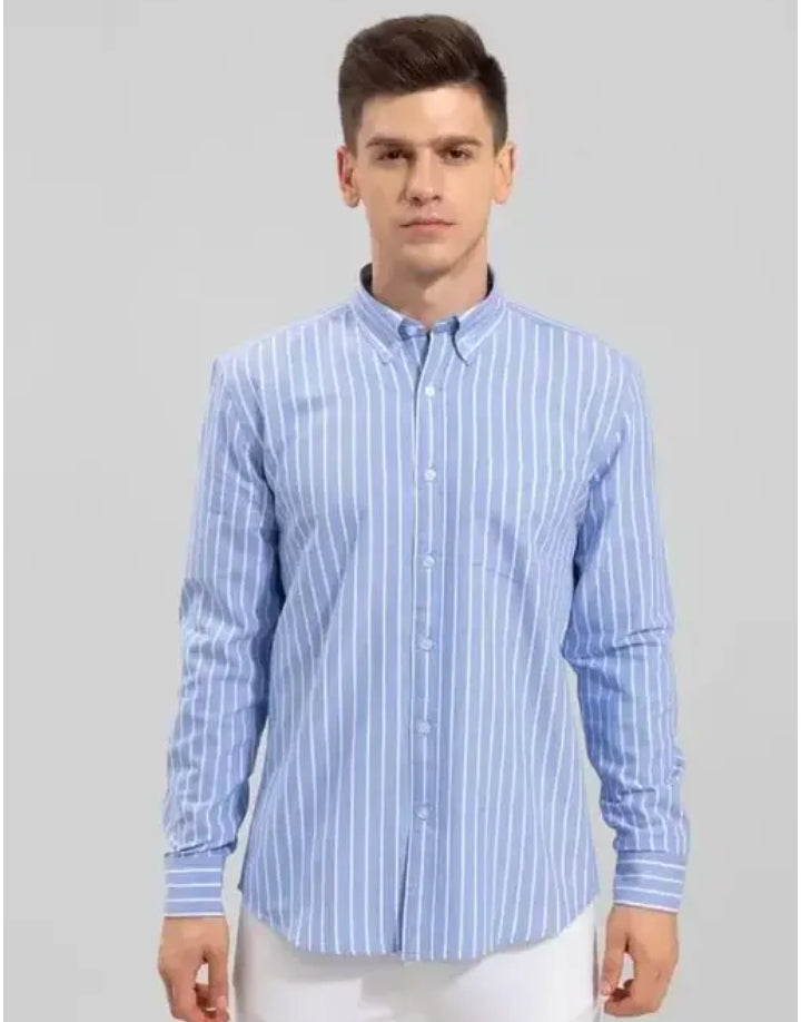 MEN COMFORTABLE CASUAL Line Blue Shirts
