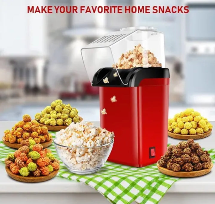 Electric Popcorn Maker Hot-Air Popper Machine 1200W - Oil-Free Popcorn Machine for Healthy Snacks, One-Touch Operation, Fast & Easy for Home, Kids, Movie Nights