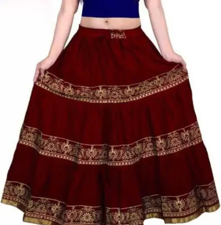 THE EPIC FASHION RAYON TRADITIONAL BLOCK PRINT SKIRT