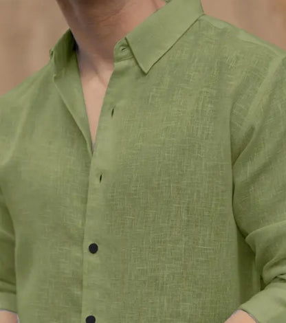 Men’s Premium Cotton Linen Full Sleeve Shirt with Trendy Cutaway Collar – Elegant Stylish Design for Office, Party &amp; Daily Wear