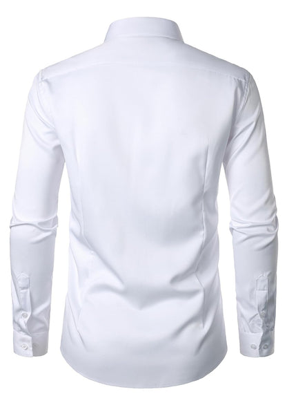 JEMITOP Men's Stretch Wrinkle Free Dress Shirts & Pant Set Formal Wedding Prom Long Sleeve Slim Fit Button Down Shirt, Pant