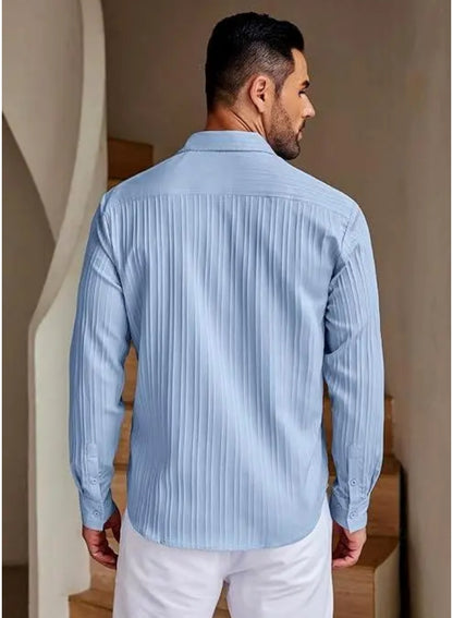 Classy Modern Men Blue linings Shirts & White Pant