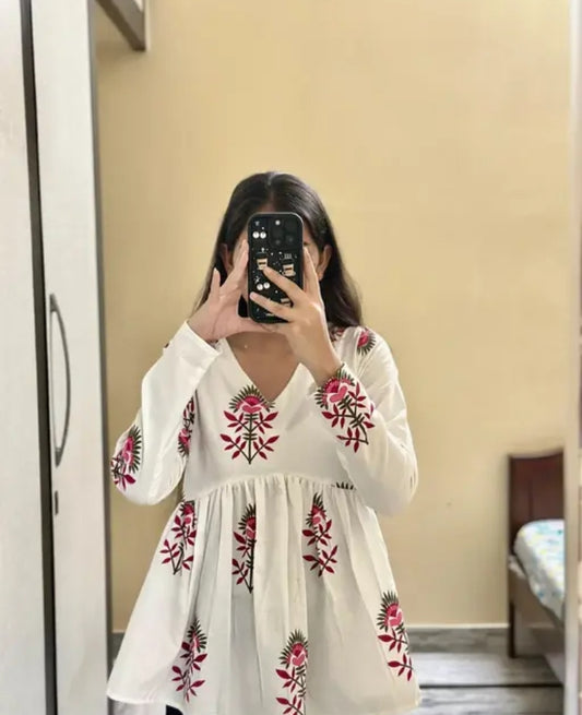 Cotton Multicolor printed  top, peplam top jaipur printed top
