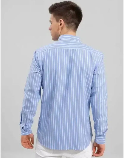 MEN COMFORTABLE CASUAL Line Blue Shirts