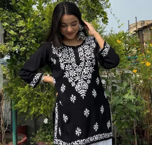 AROD Akira Chikankari Rayon  Short Kurti