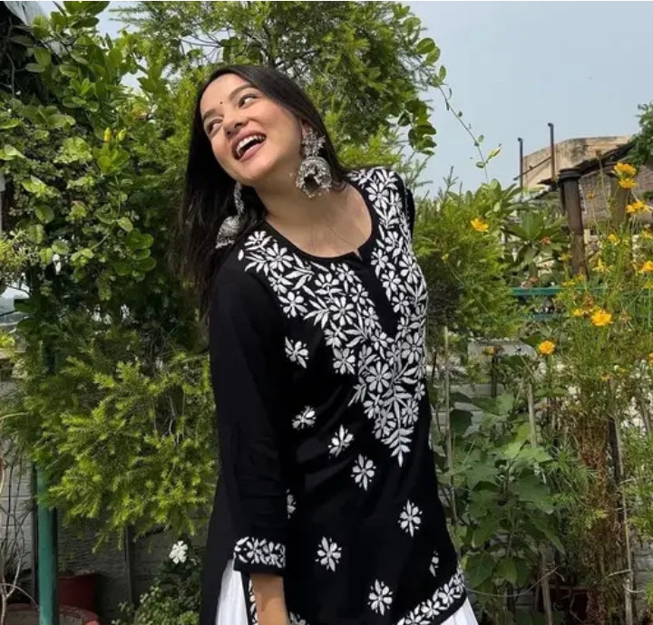 AROD Akira Chikankari Rayon  Short Kurti