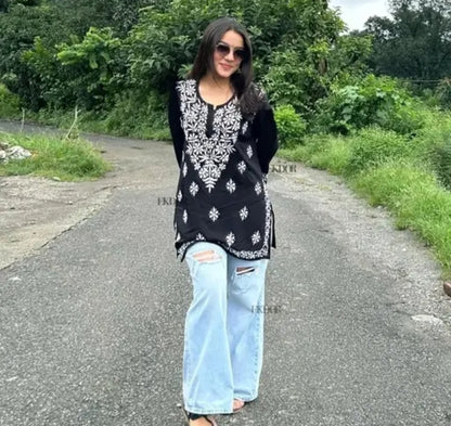 AROD Akira Chikankari Rayon  Short Kurti